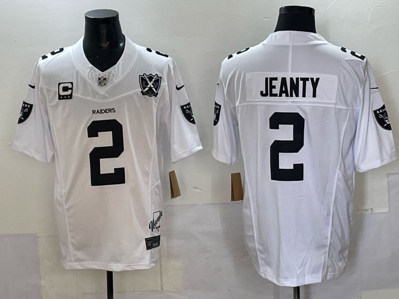 Men 2025 Oakland Raiders 2 Jeanty White Retro Third Generation Nike Limited NFL Jersey style 04